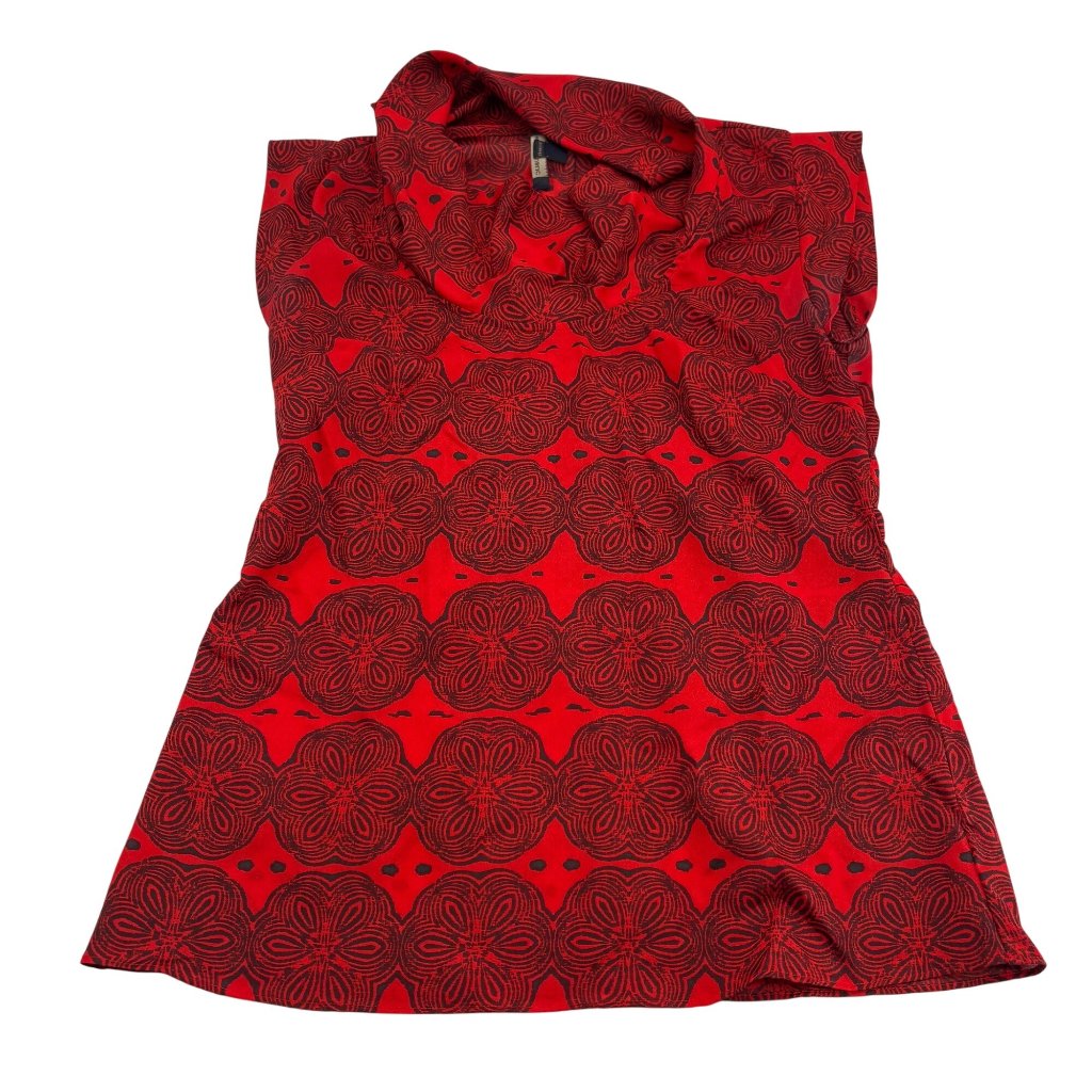 Banana Republic Womens Sleeveless Red & Black Patterned Top Xs Polyester